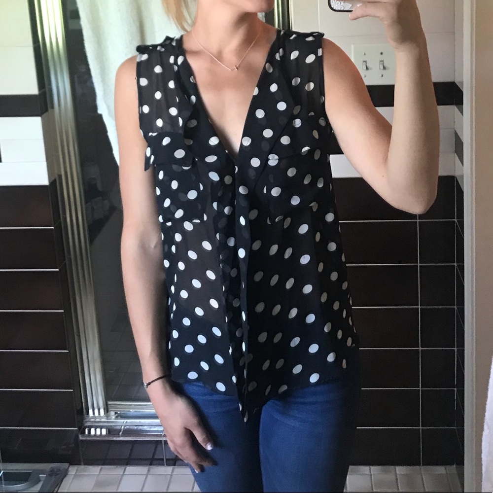 Black and white polka dot blouse